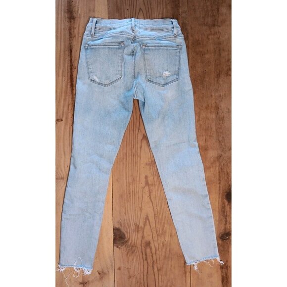 Frame Jeans Womens 27 Le Skinny De Jeanne Crop Light Wash Distressed Stretch - Picture 5 of 8